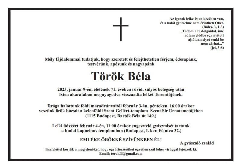 Elhunyt Török Béla
